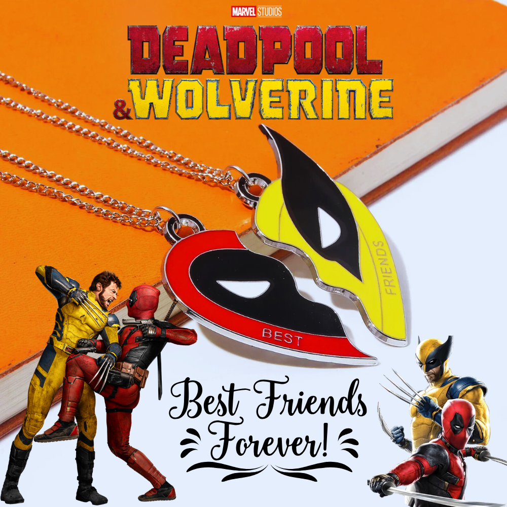 Marvel Deadpool & Wolverine "Best Frenemies" Split Heart Pendant Necklace – Limited Edition